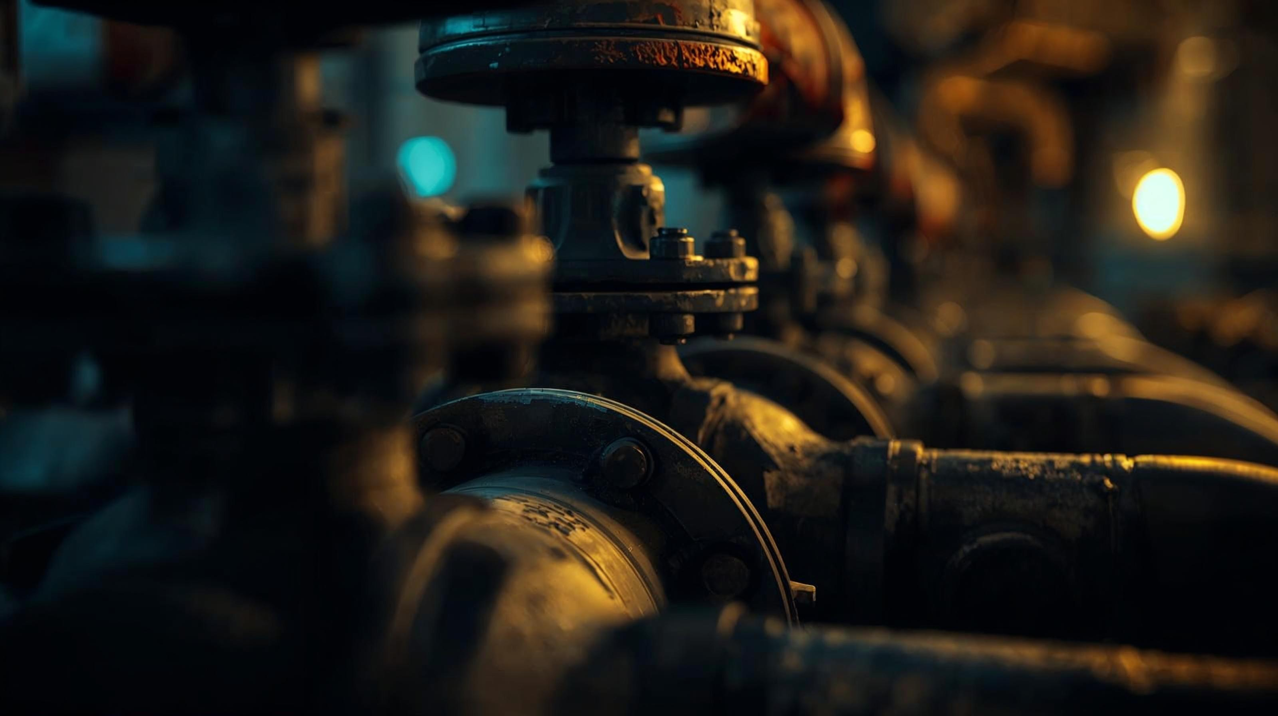 close up of industrial valves